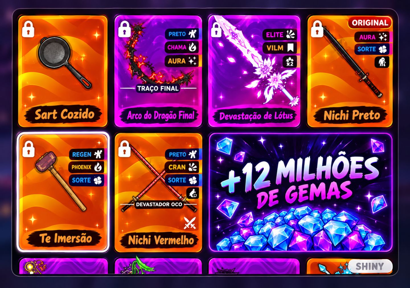 6 ESPADAS + 12 MILHÕES DE GEMAS