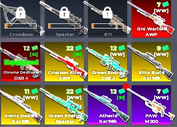 Inventario com luva ocult no sniper arena roblox!