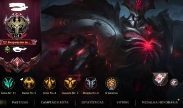 Conta temporada 1 - Elo GM - Nível 201- 73 skins - 129 campeões