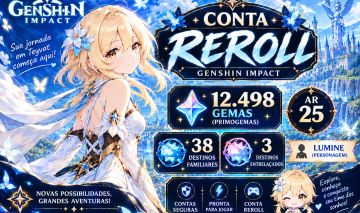 Conta Genshin Impact América Ar25 + 12.498 Primogems + 110 Pulls