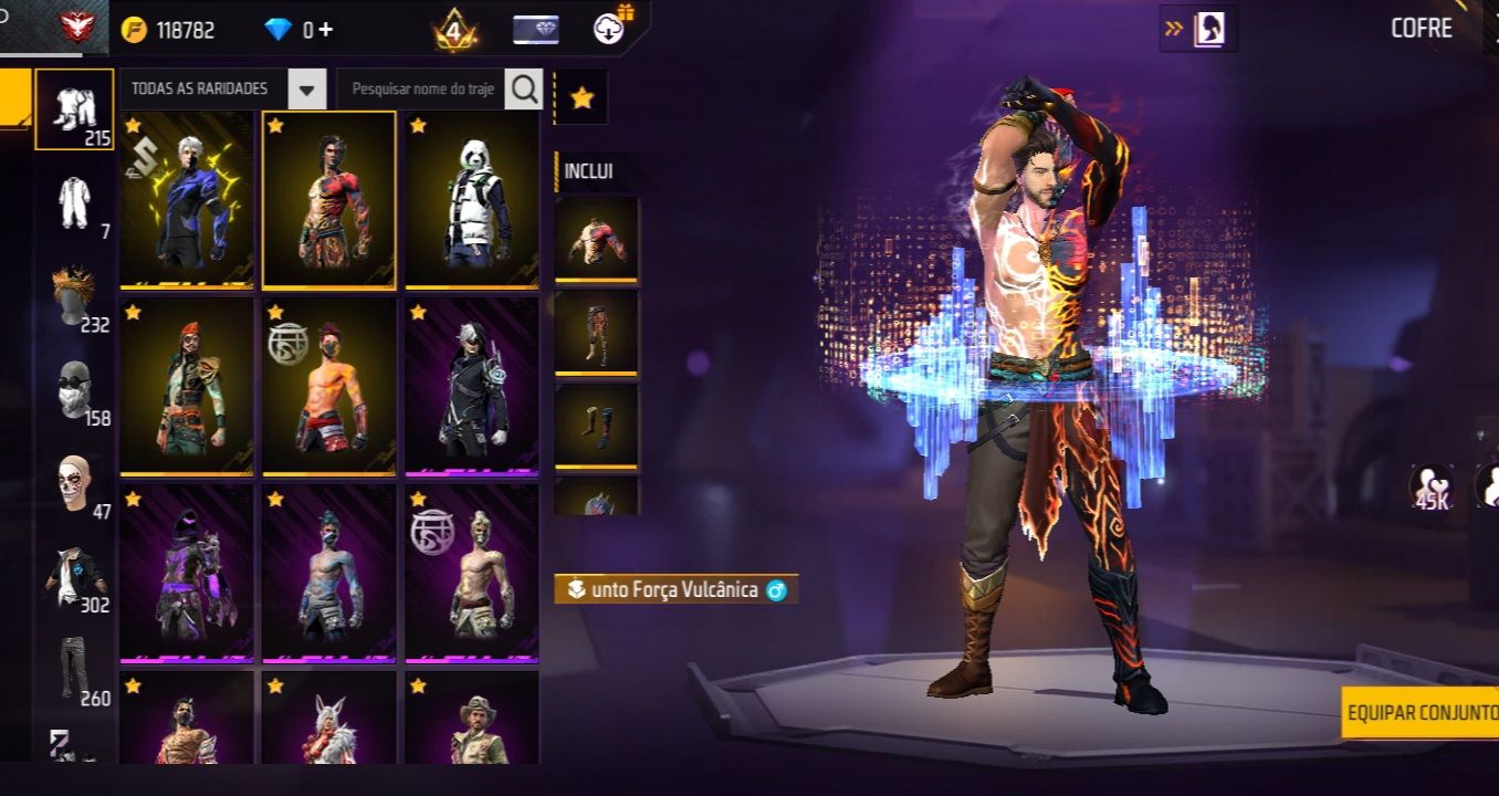 Conta de free fire para ap + skins Conjuntos