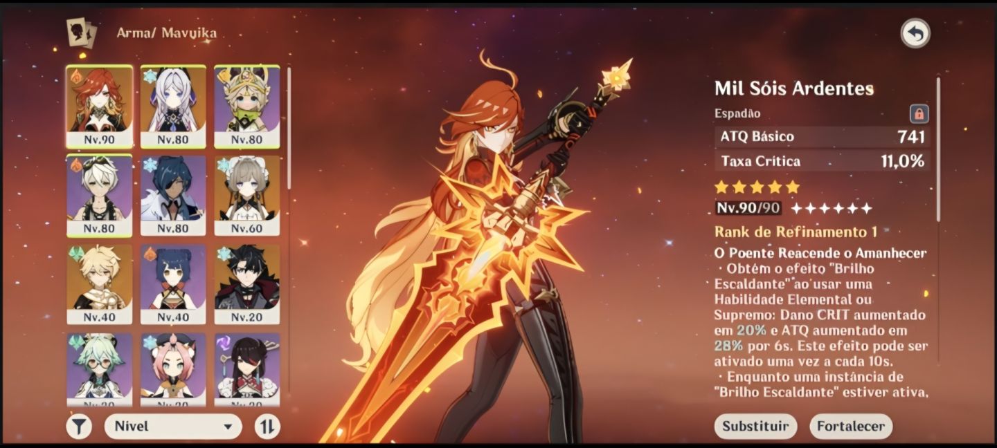 Conta Genshin Impact ar55 Mavuika com ass e outros t5