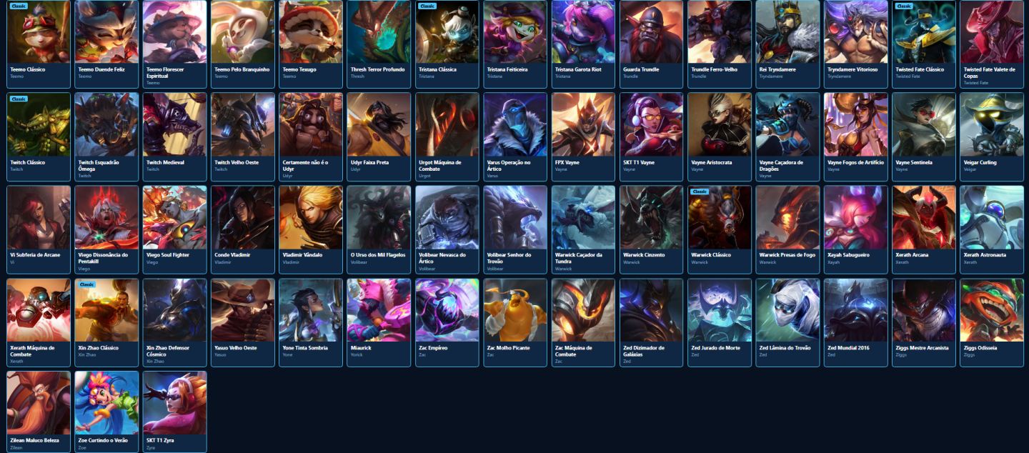 LEAGUE OF LEGENDS 314 SKINS NIVEL 321 TODOS CAMPEOES BRONZE