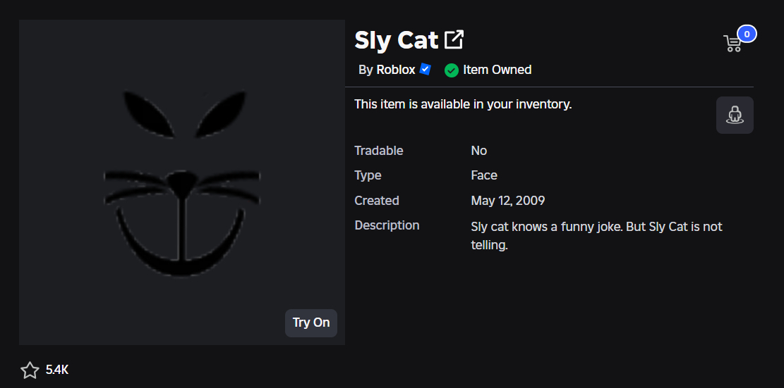 CONTA ROBLOX ANTIGA 2009 COM FACE SLY CAT + 17 OFFSALES E 2.8K RAP [UNVERIFIED]