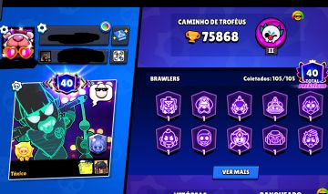 Conta Brawl Stars 76k Troféus 91 hypercargas 60 Brawlers Lv11