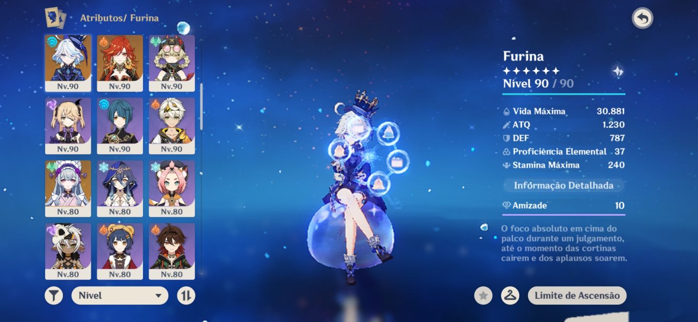 Conta de Genshin Impact com Furina C3, Citlali e assinatura, Nicole e muito mais