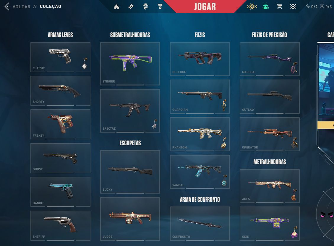 Conta de valorant com a faca kami kuronami que não volta mais e outras Skins