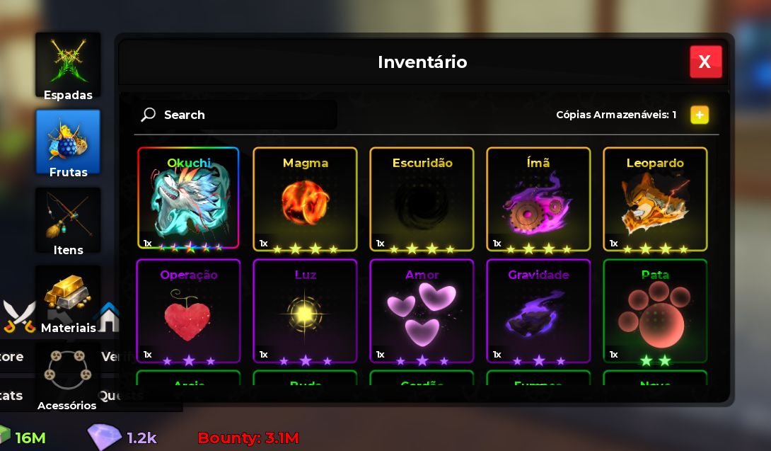 Conta de Haze Seas level max com okuchi no inventário