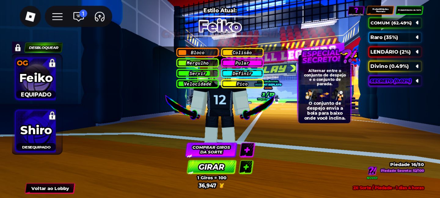 [Promoção] Conta de volleyball legends + extra de blue lock rivals + blox fruit