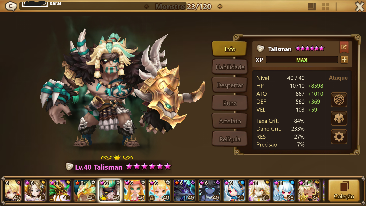 Conta Summoners War Double LD Talisman e Alexandra e com Kinki