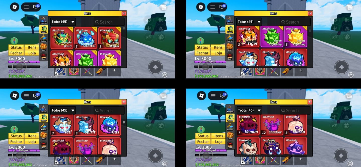 Conta Blox Fruits com 23 Perms, Todas Gamepasses, Todas V4 Full, 15 Storage