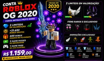 CONTA ROBLOX OG 2020 | 2 LIMITEDs + ITENS RAROS + 21K+ ROBUX GASTOS