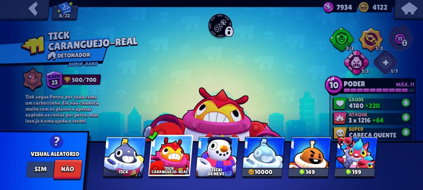 Conta de Brawl Stars com 77 Campeões