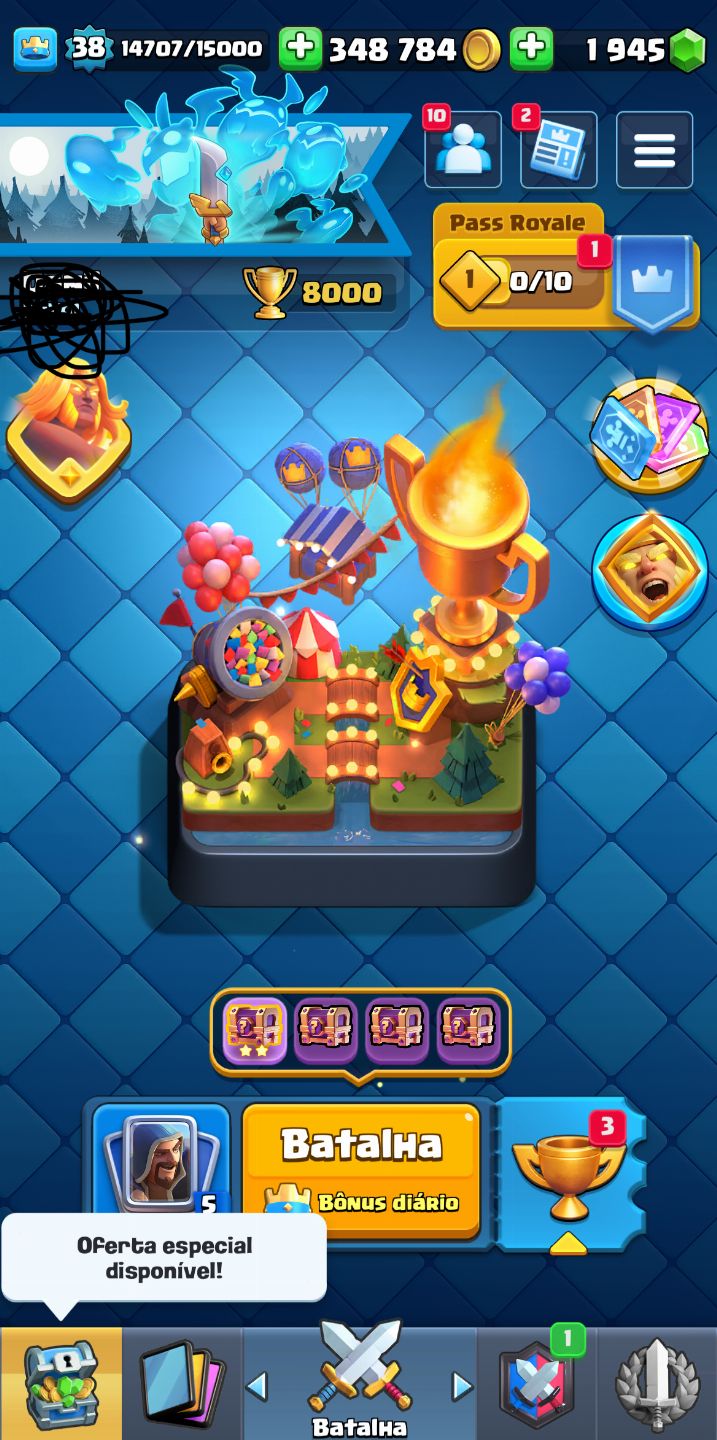 Conta Clash Royale Rei nível 29 5.068 troféus Muitas cartas upadas