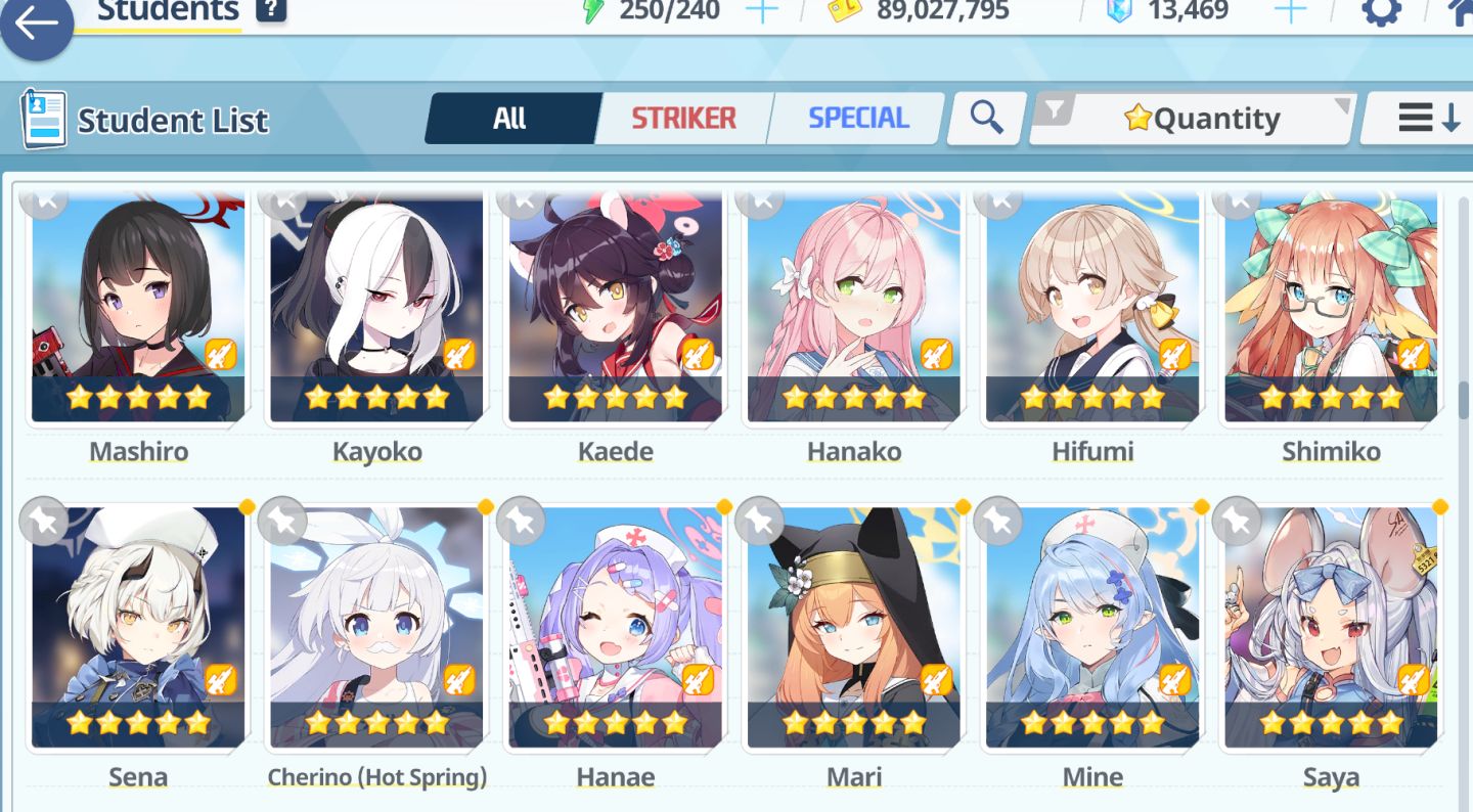 Conta Blue Archive End-Game | 208 Alunas