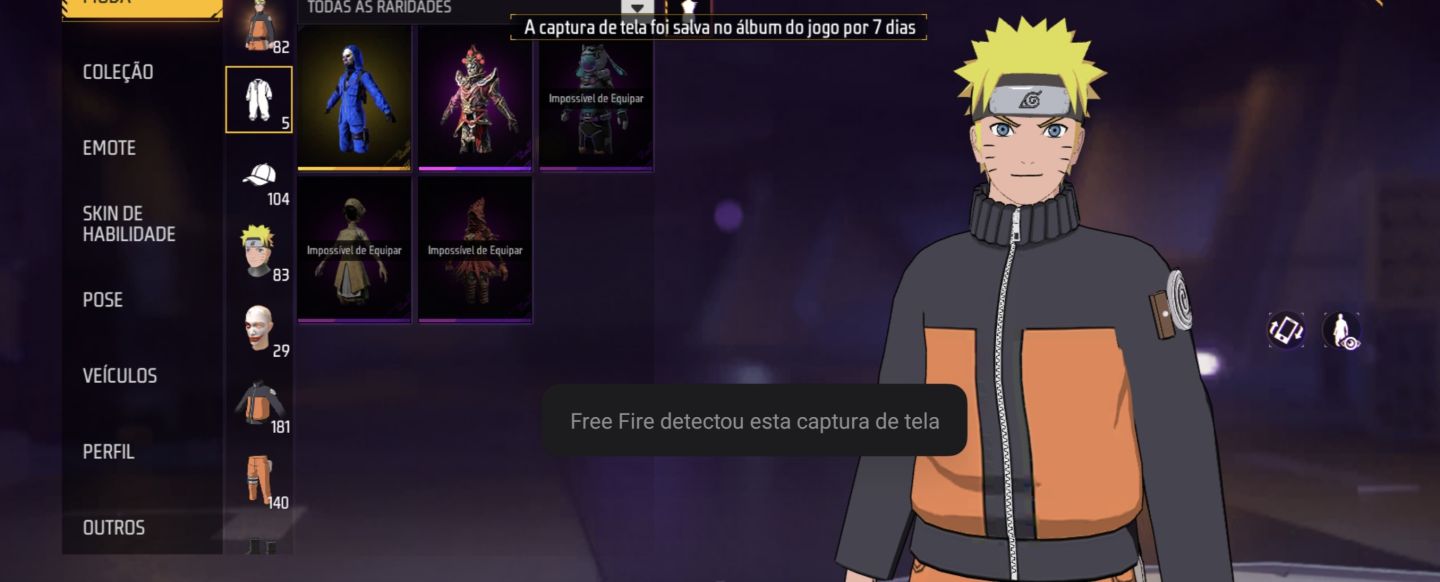 Conta Free fire itens exclusivos do jogo
