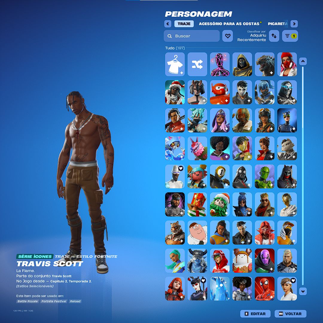 CONTA FORTNITE RARA (TRAVIS SCOTT, MACHADO LEVIATÃ, DESDE S8 CAP 1)