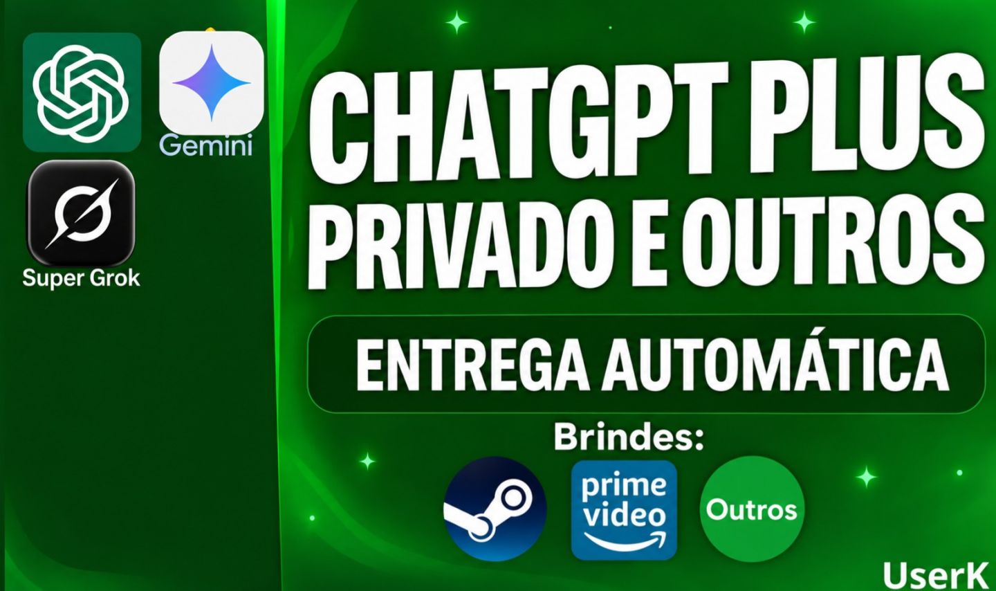 CHATGPT PLUS 5 | GEMINI AI PRO + VEO3 | SUPERGROK| BRINDES/GPT PRIVADO