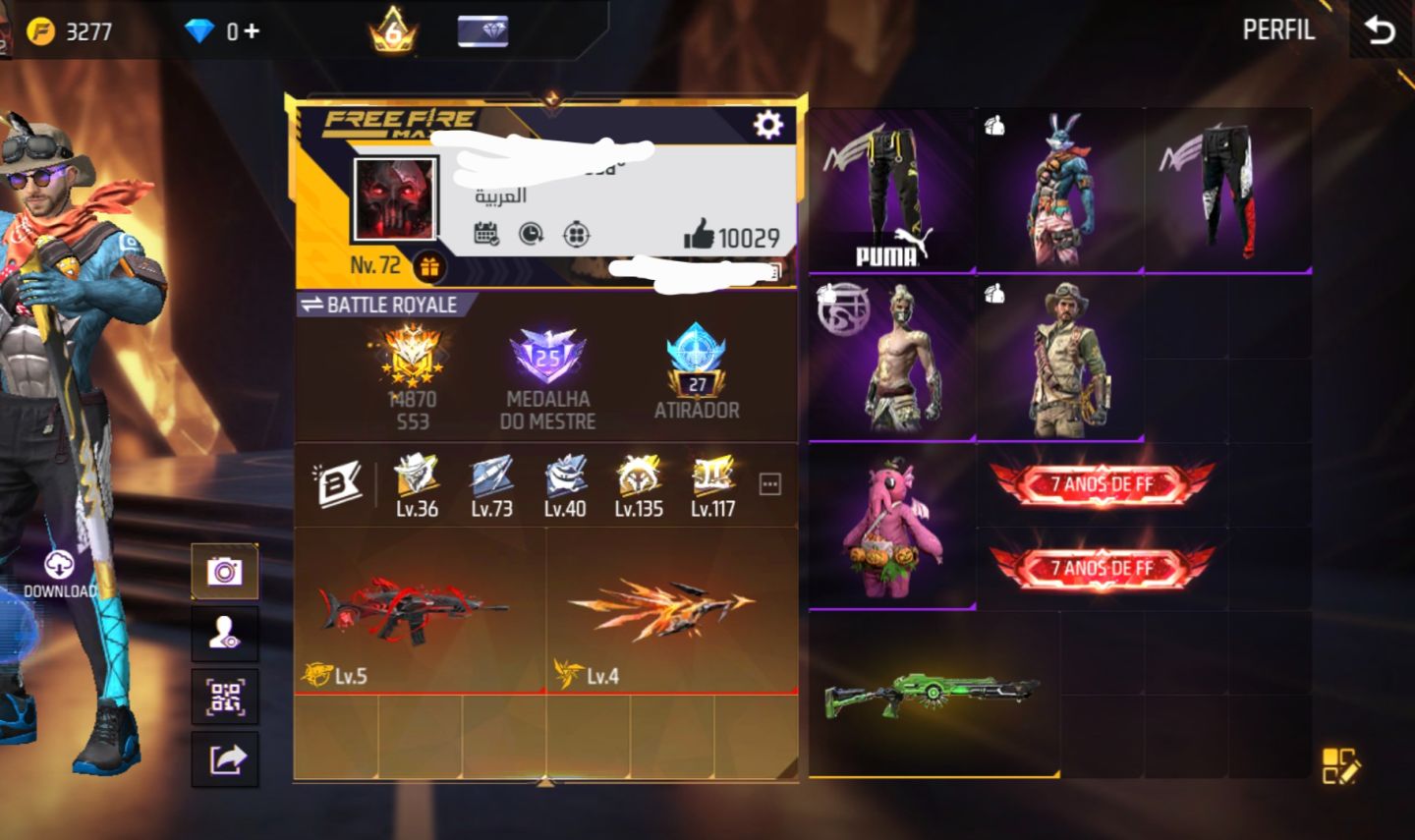 FREE FIRE PRIME 6 | 572 PEITORAIS | 396 CALÇAS | MUITO COISA RARA NA CONTA