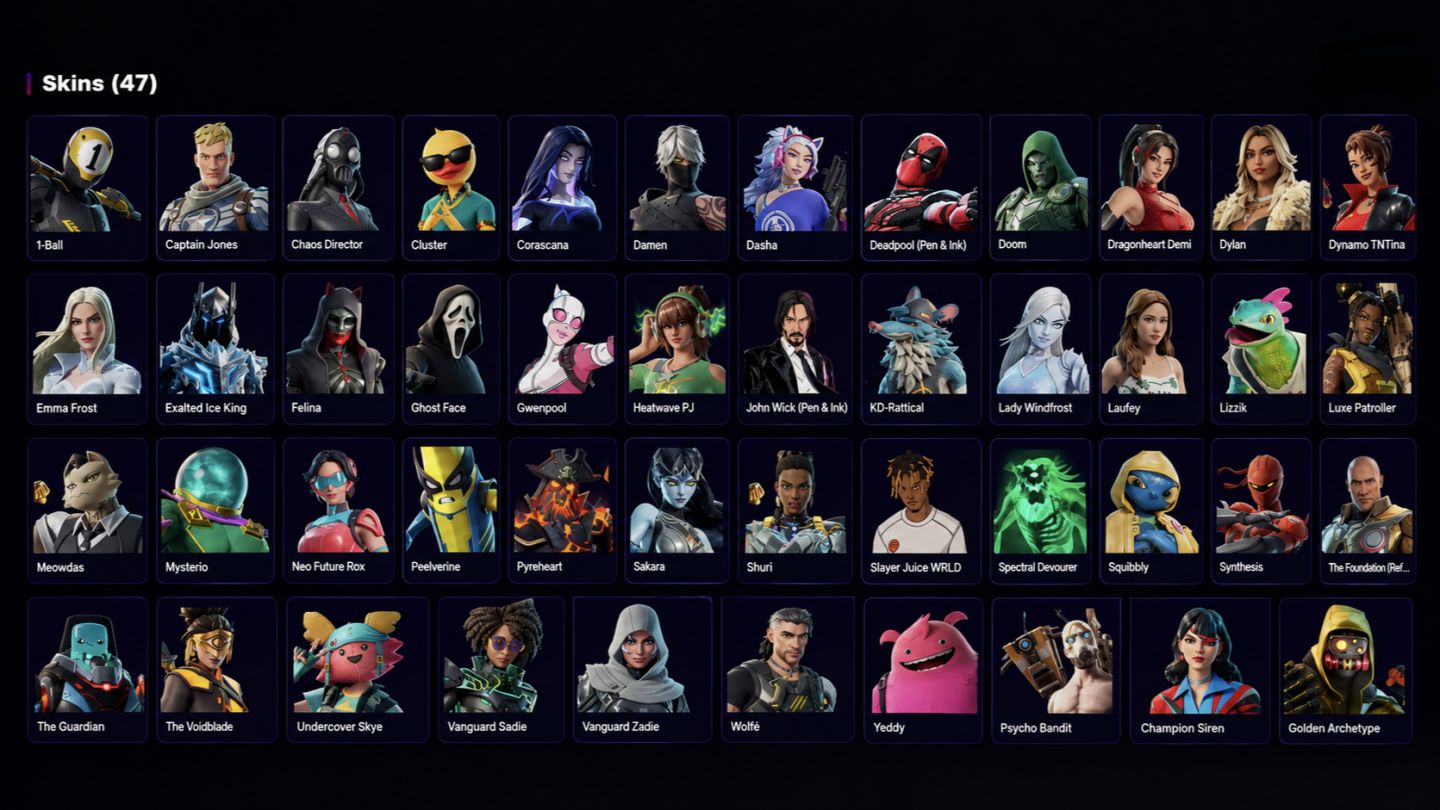 CONTA FORTNITE FULL ACESSO - 47 SKINS/GHOST FACE, LAUFEY, DEADPOLL E MUITO MAIS!