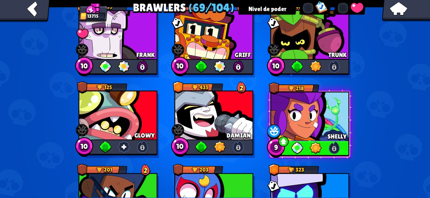 Conta de braw star com diversas skins e personagem