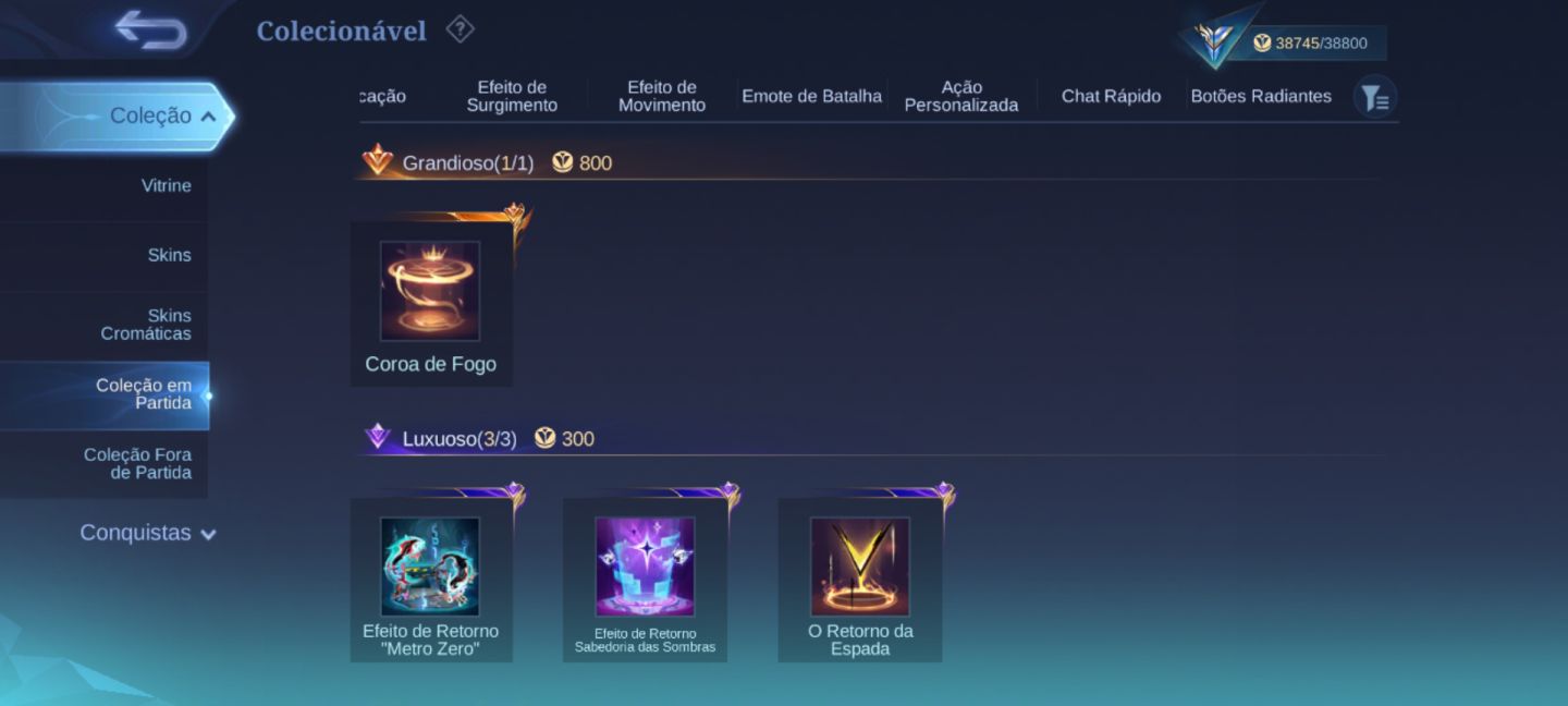 Conta Mobile Legends com várias skins disponíveis