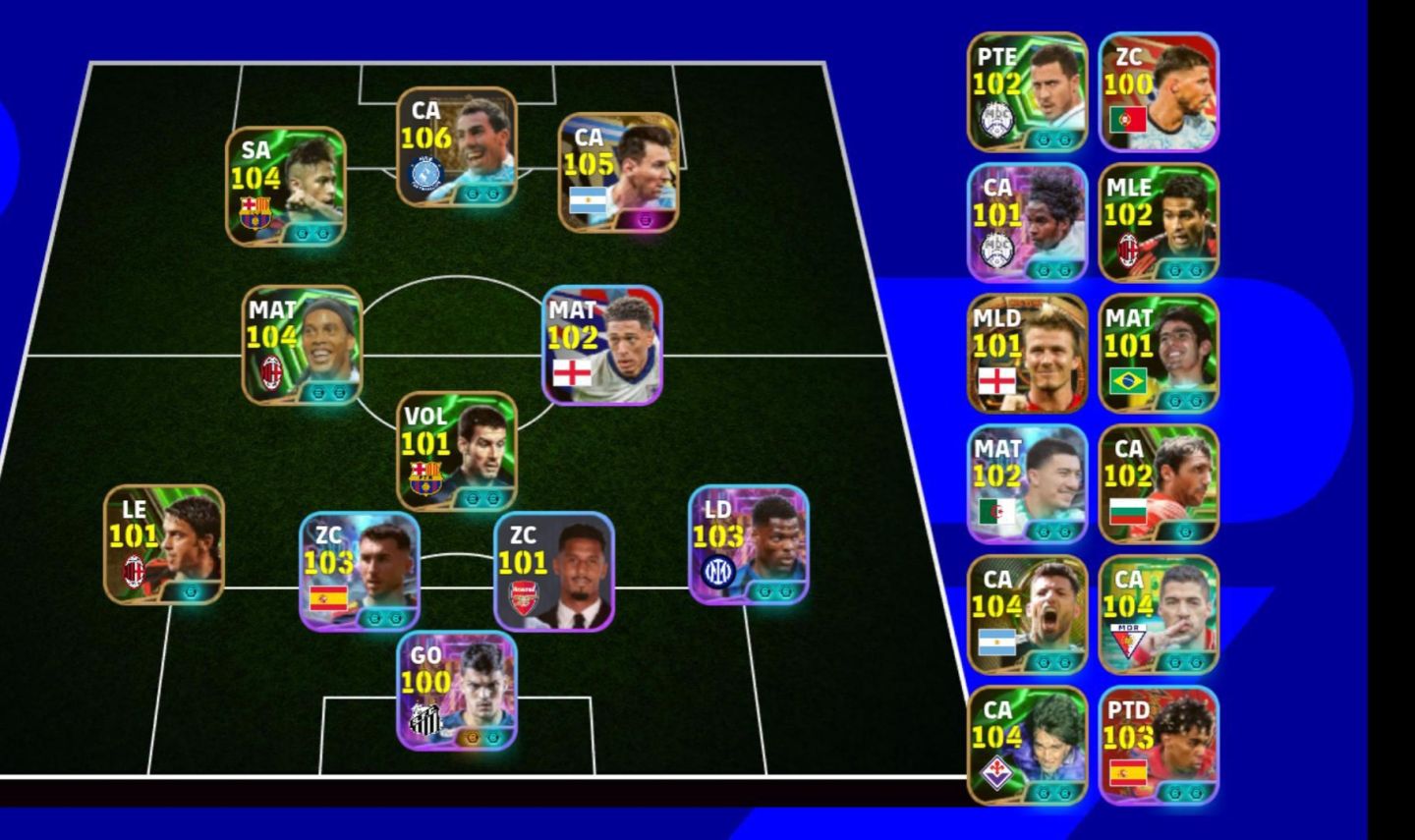EFootball | Elenco 3190 | Messi 105 | Neymar 103 | Haaland 102 | Cartas Espec