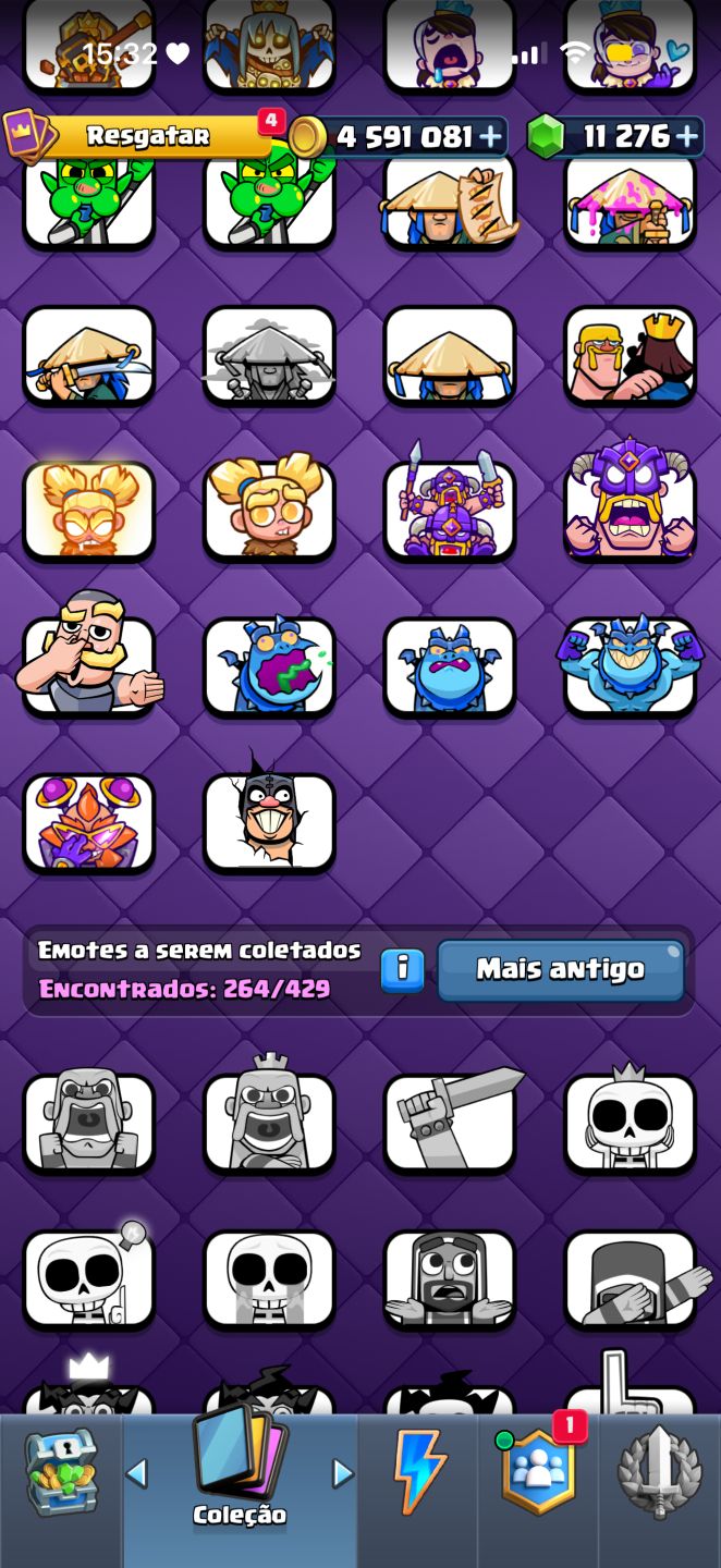 CONTA CLASH ROYALE FULL, 256+ EMOTES RARÍSSIMOS, 50 SKINS DE TORRE