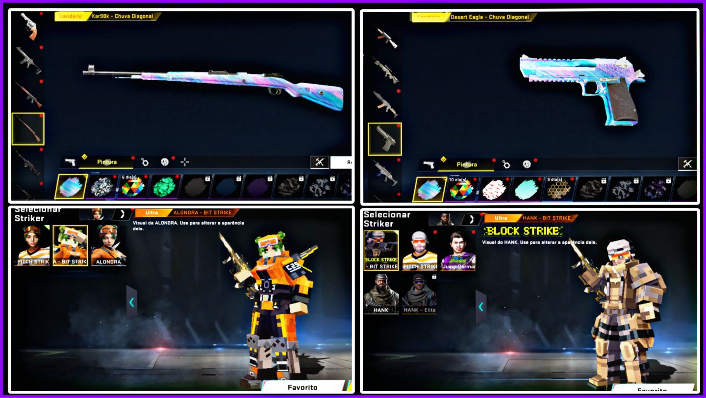 Conta Blood, Bastão, Chinelo, Skins de armas Eterna e Ultra, Skins de Strikers +