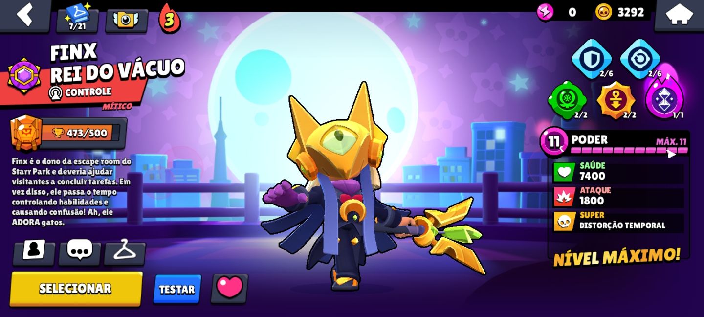 Conta de brawl stars com 54495 troféus, 108 brawlers, fama solar, e skins raras
