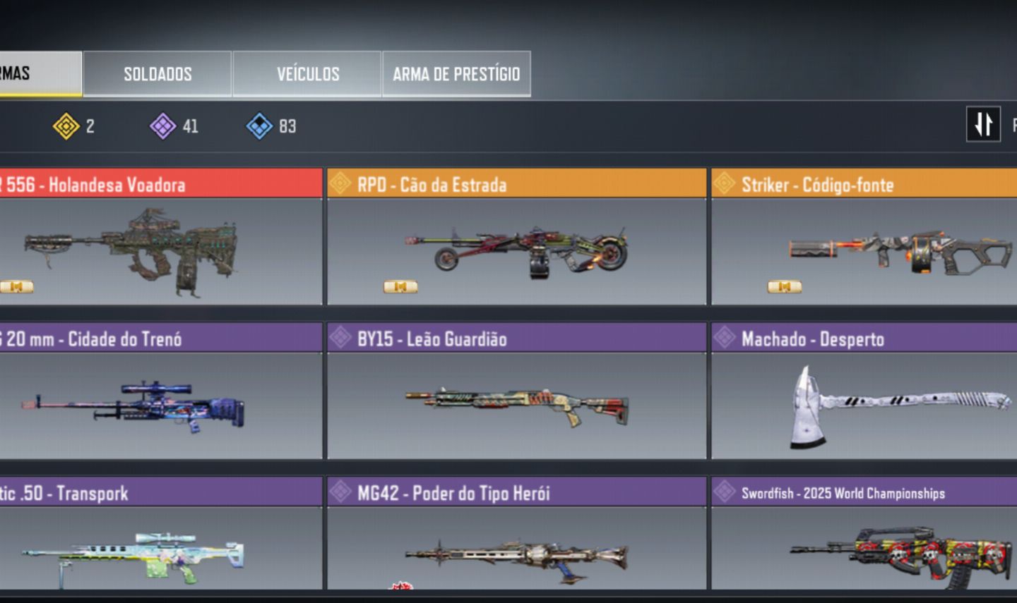 Conta cod mobile com varias skins