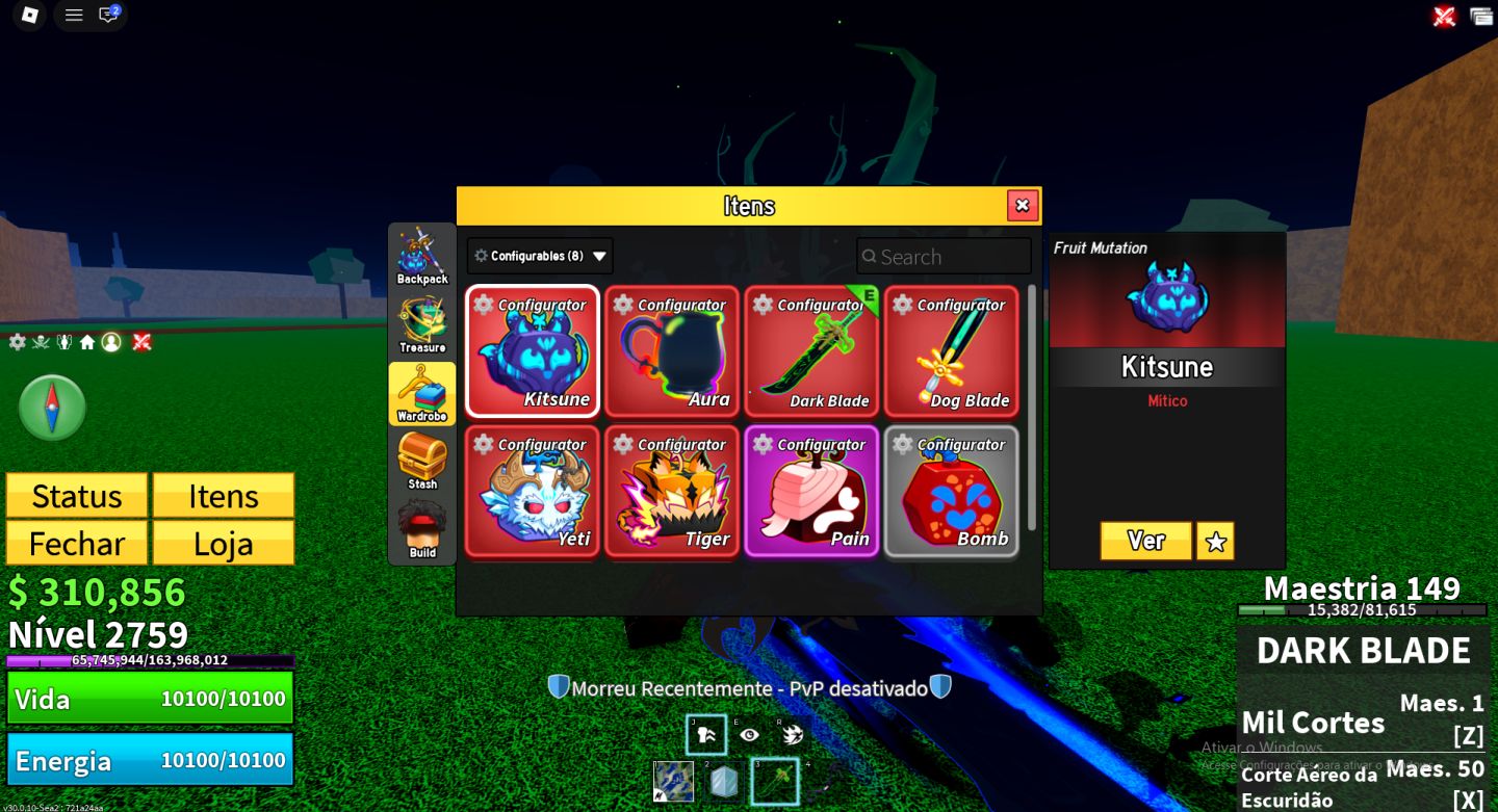 Conta de Blox Fruits Full Buddha e Ice permanente, Gamepass Yoru, Notificador