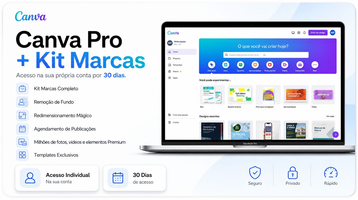Canva Pro Oficial + Kit Marcas Acesso na Própria Conta 30 dias
