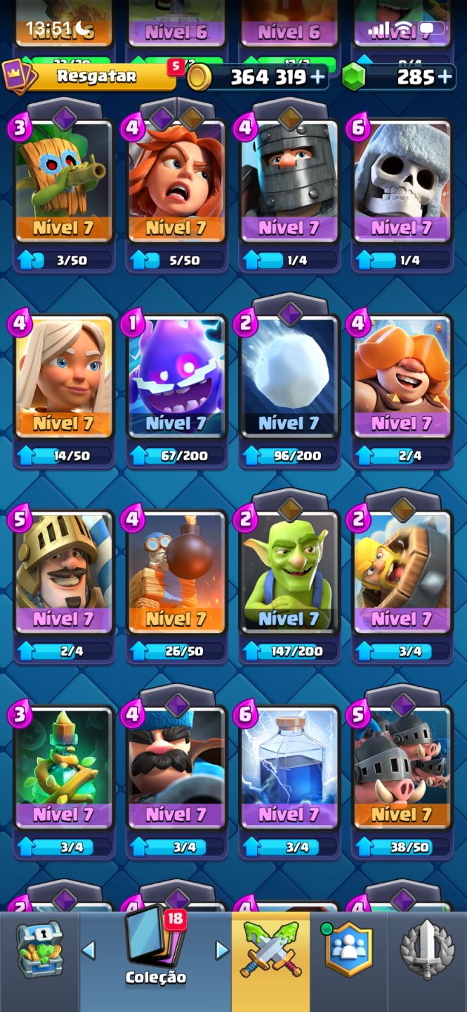 CONTA CLASH ROYALE | 3.083 TROFÉUS | CARTAS ARENAS 1-9| EMOTE 6-7 | 285 GEMAS