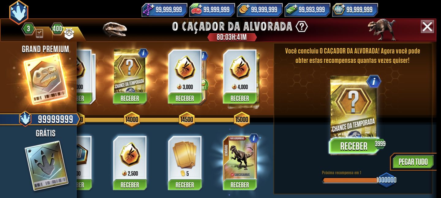 CONTAS JURASSIC WORLD THE GAME RECURSOS FULL + LVL MAX