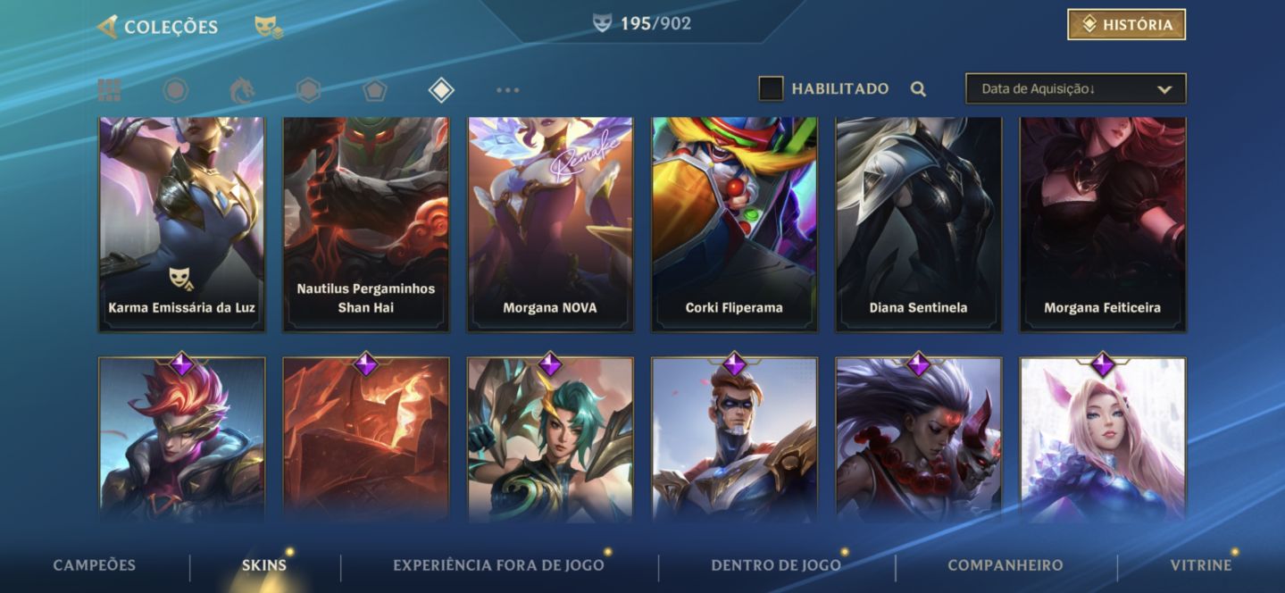 Conta de wild Rift com inúmeras skins