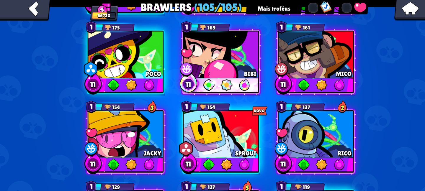 CONTA BRAWL STARS 66K TROFÉUS | 105/105 BRAWLERS | 42 COM 1K