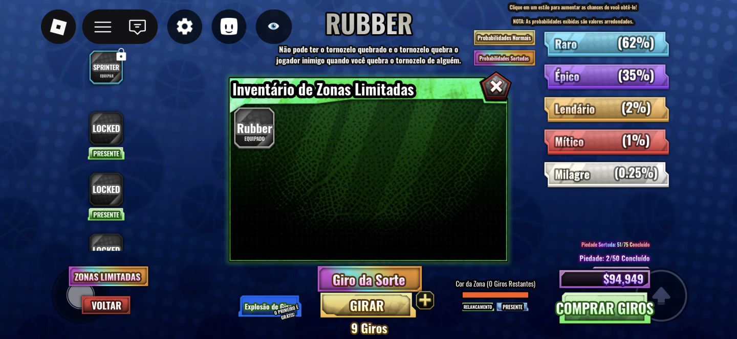 Conta de basketball zero tem 2 estilos limitados e 1 zona limitada