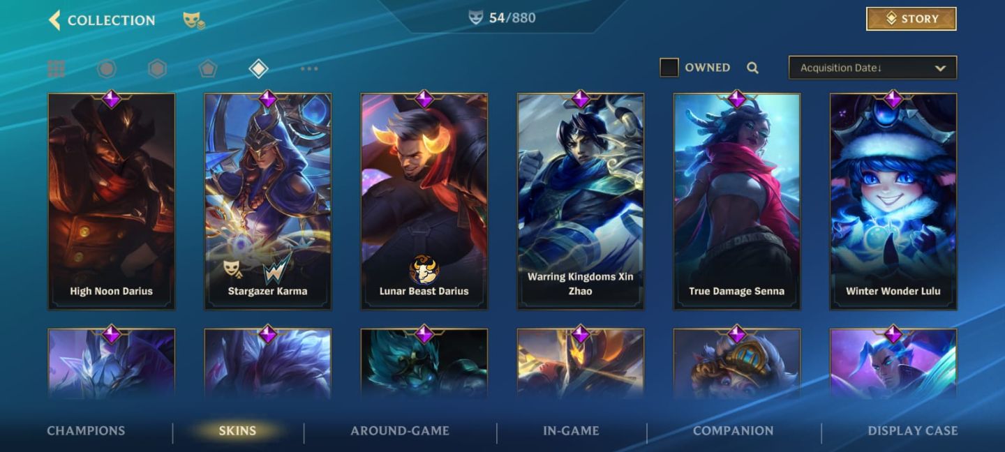 CONTA WILD RIFT 54 SKINS