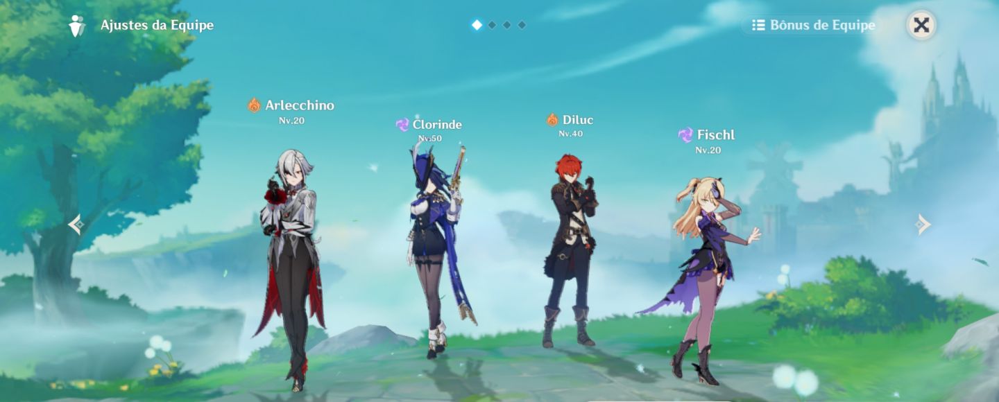Genshin impact server Ásia AR 52 CLORINDE+ ARLECCHINO