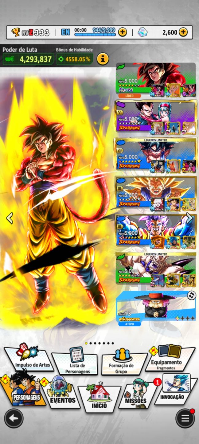 Conta de DB Legend com vários Ultras,LF,LR e equipamentos Godlys... Nível 320!!!
