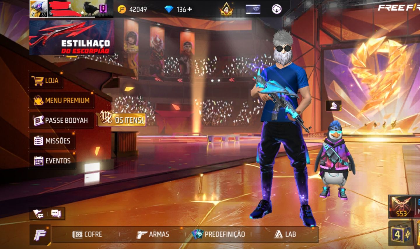 Conta FF 2020 gemada, possui diversas skins raras.
