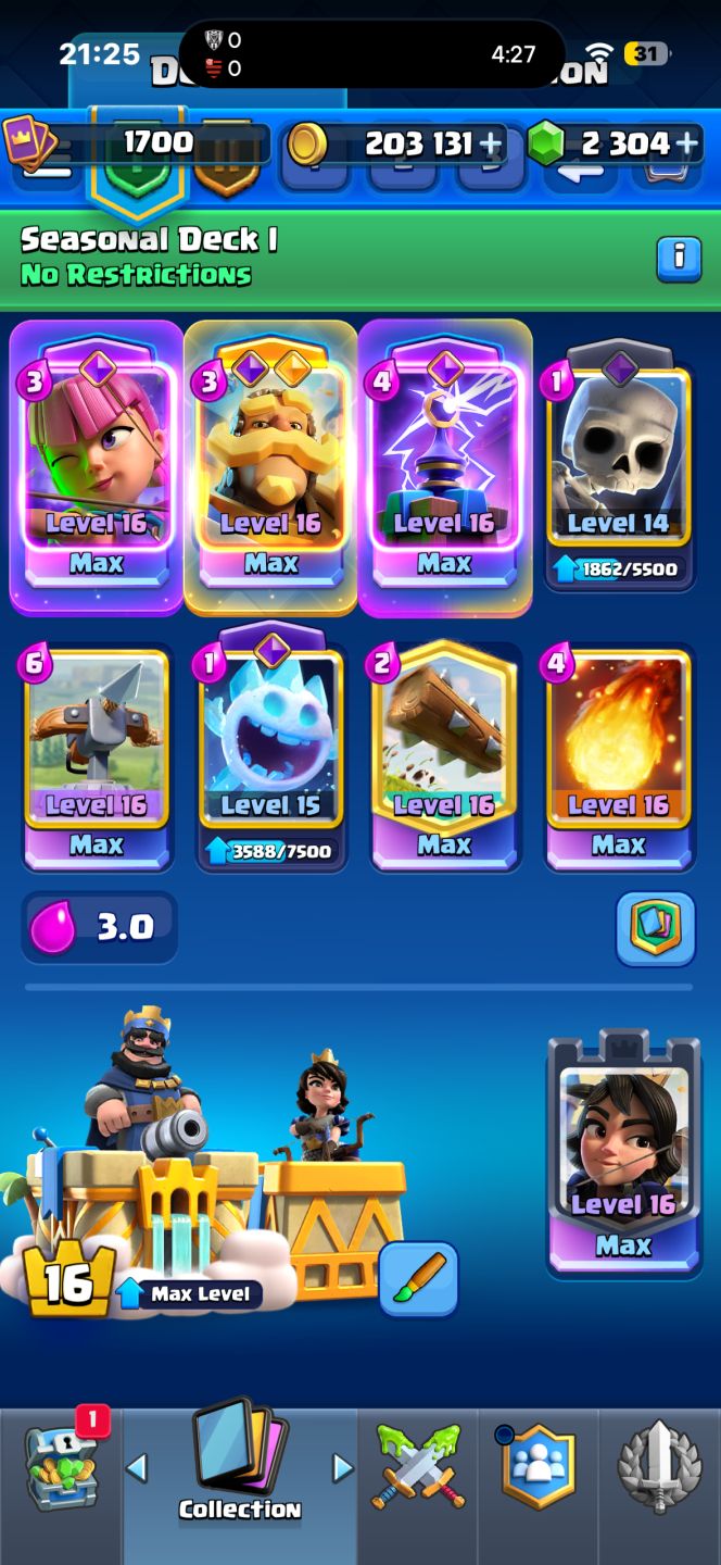 CONTA CLASH ROYALE 14k TROFÉU