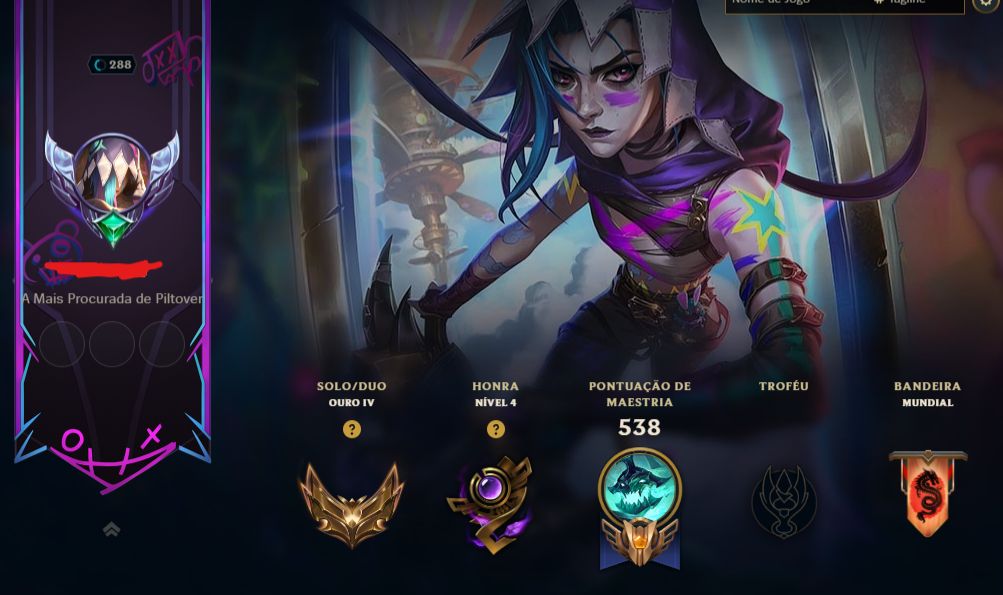 Conta LOL RARA / Full Champions / 408 Skins / Jinx Fragmentada