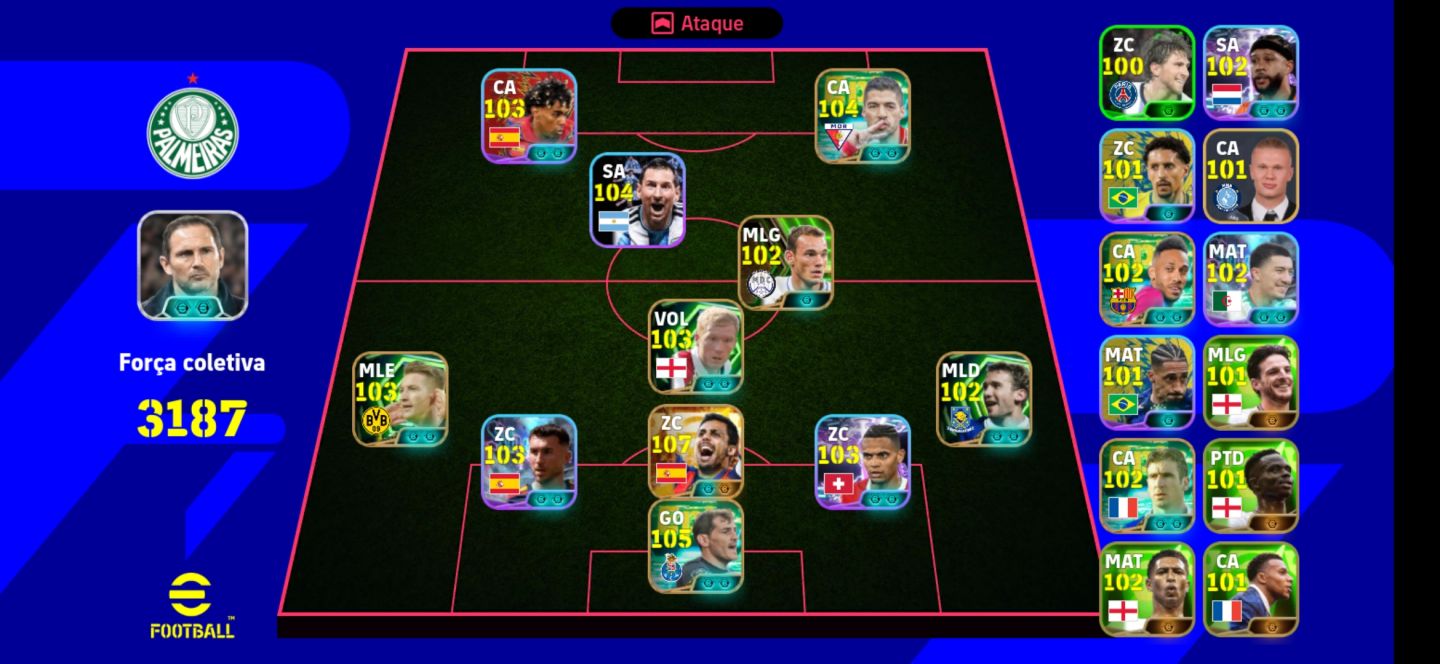 [MOBILE] CONTA ENDGAME 3187 FORÇA | RODRI 107 BIG TIME + SUAREZ 104 + CASILL