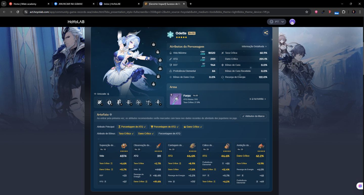 Conta AR58 time premium da Varesa e Flins mais personagens T5