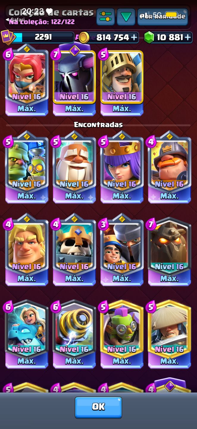 CONTA CLASH ROYALE TODAS AS CARTAS LVL 16 E EMOTES ULTRA RAROS!!!