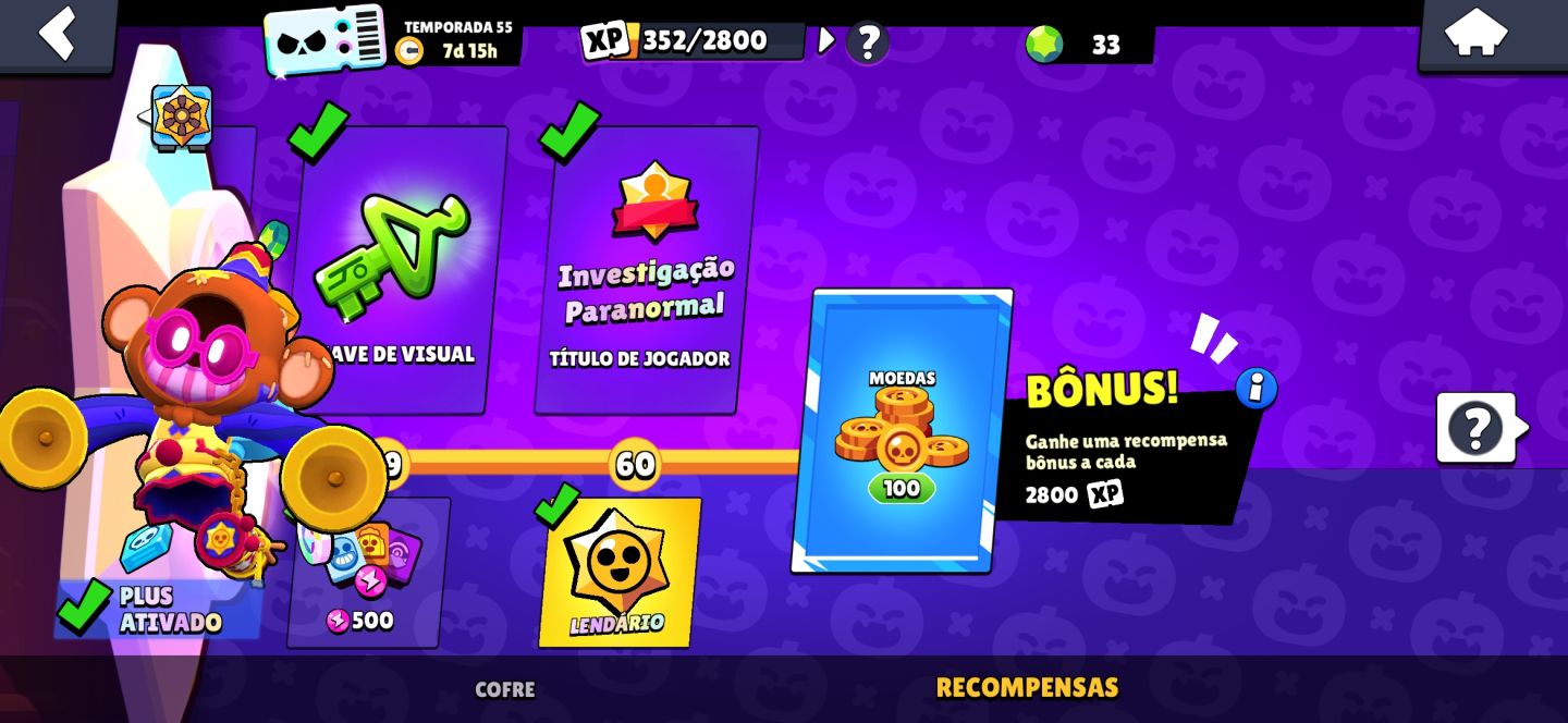 Conta Brawl Stars Smurf (4 passes completos e skins)
