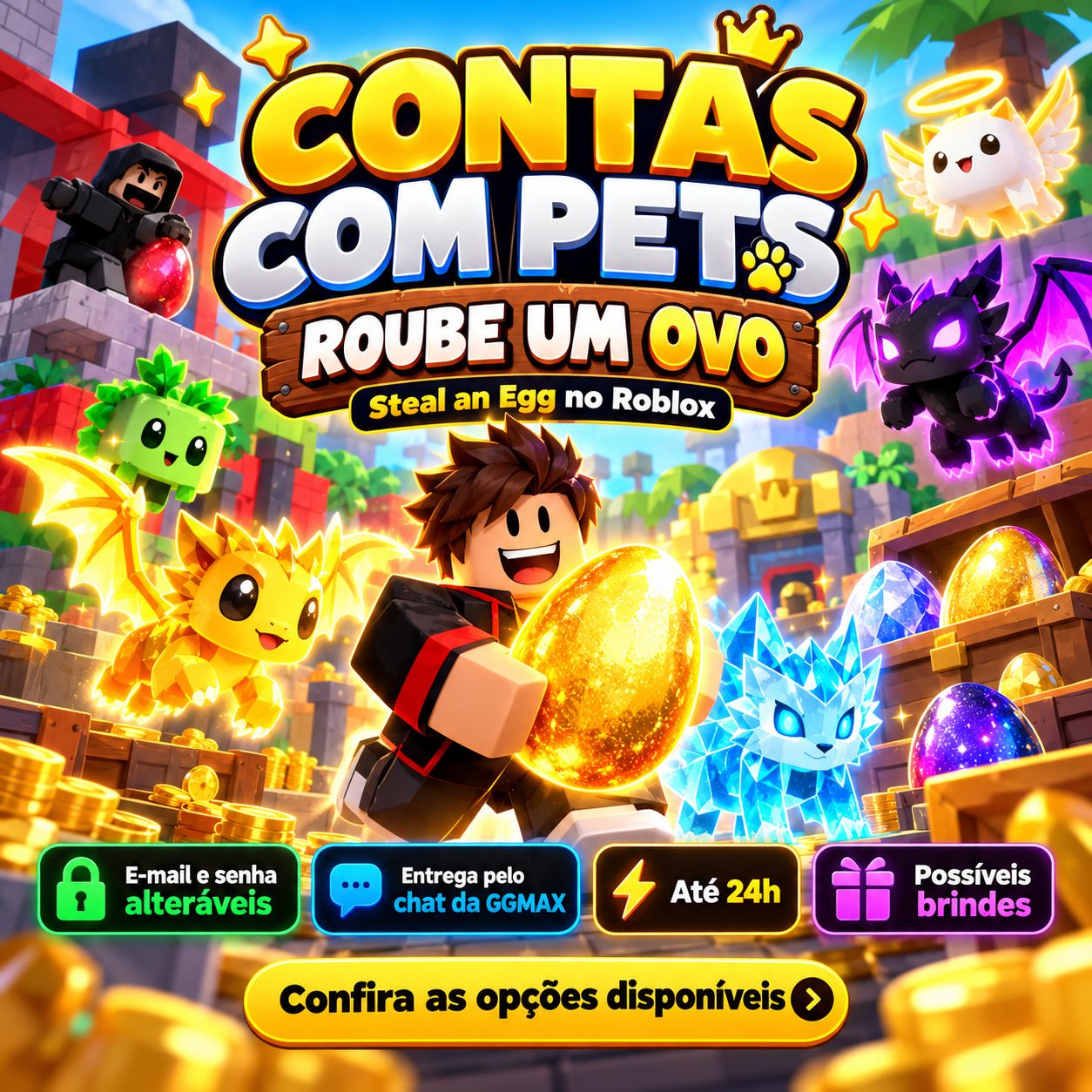 [MELHOR PREÇO] STEAL AN EGG / ROUBE UM OVO - CONTAS COMPLETAS COM PETS RAROS