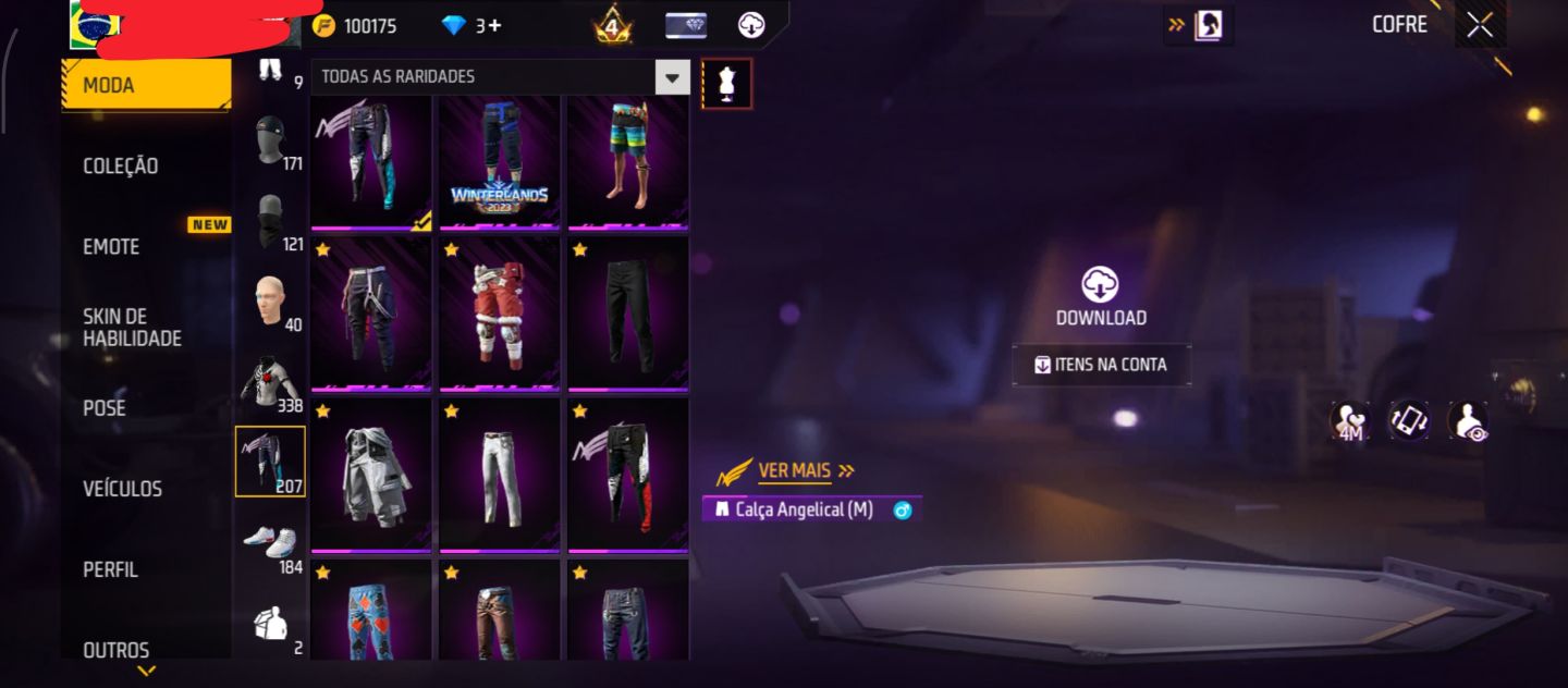 CONTA DE FREE FIRE COM 2 ANGÉLICAL AZUL E VERMELHA